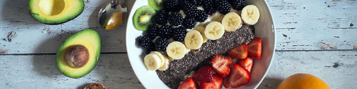 Vegan breakfast with fruit & grains